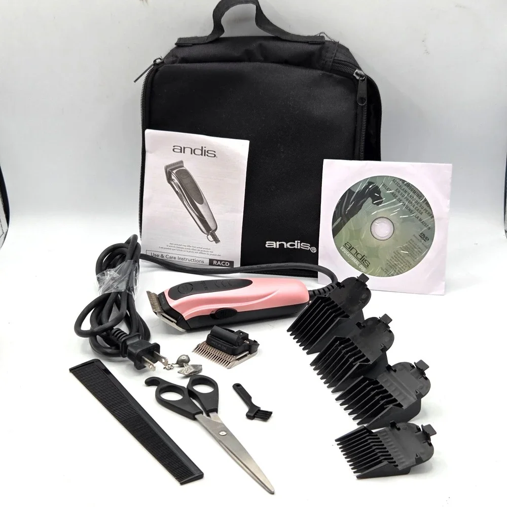ANDIS CORDED DOG/ CAT CLIPPER RACD with attachments. Pink Excellent Condition